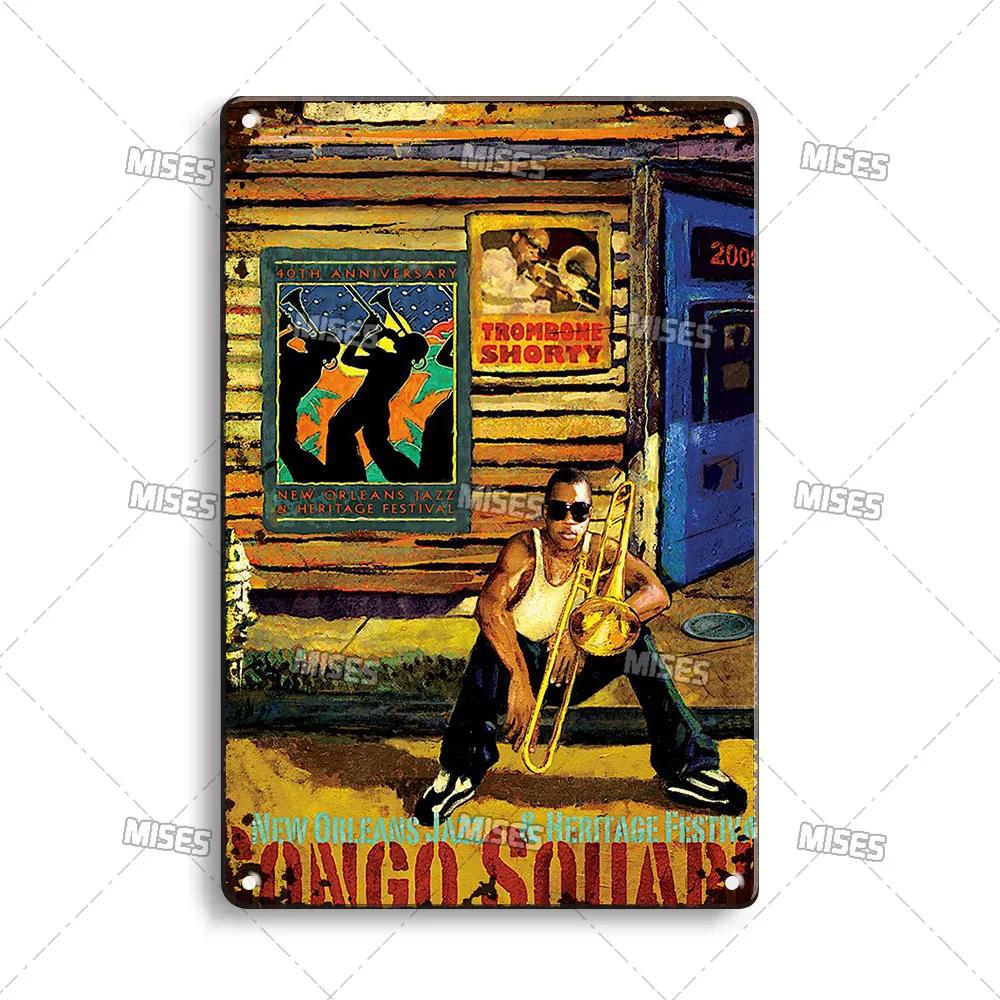 MISES JAZZ Metal Poster Vintage Metal Tin Sign Decorative Plate Metal Sign Music Metal Plaque Home Bar Studio Industrial Decor