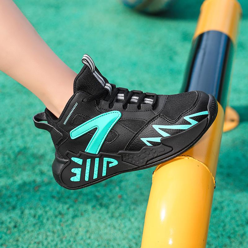 Fashion Design Basketball Shoes For Boys Training Shoes Breathable Mesh Sneakers Kids Platform Non-slip Children's Sports Shoes