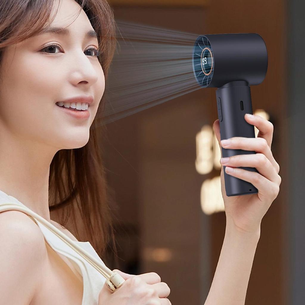 New T-12 Mini Handheld Fan: USB Charging, 100-Speed Digital Display, High-Speed Silent Turbine