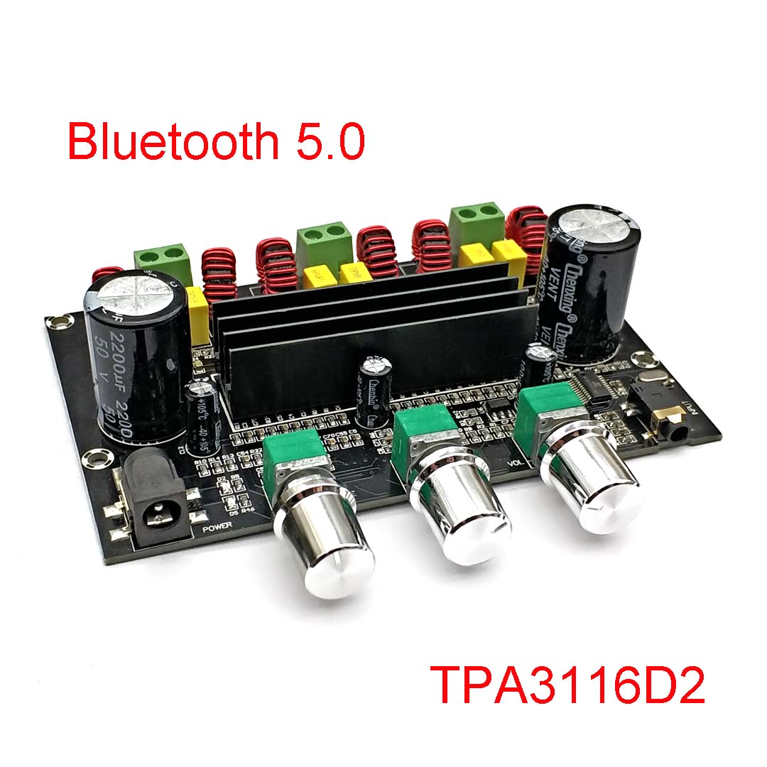 

2*50 Вт+100 Вт Bluetooth 5.0 Dual TPA3116D2 Плата підсилювача Power Subwoofer 2.1 Channel TPA3116 Audio Stereo Equalizer AUX Amp чорний