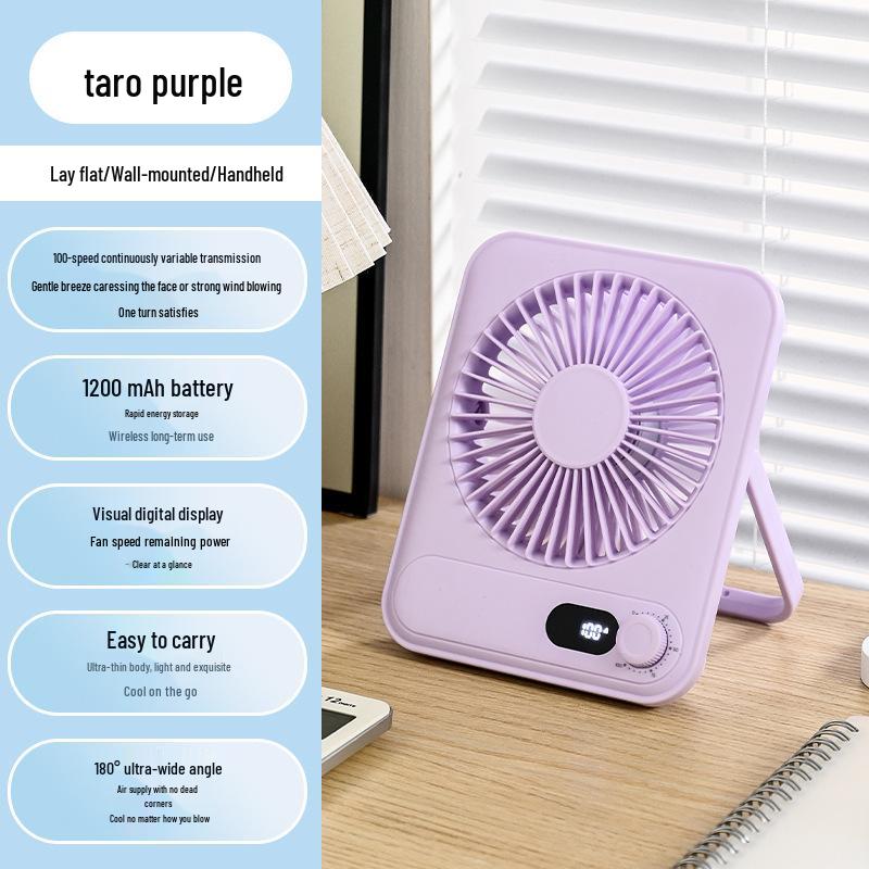 Ultra-thin Rechargeable Mini Desktop & Wall Fan: Silent, Portable, Long-lasting Built-in Battery