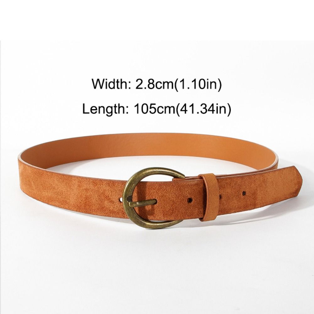 Casual Suede Leather Belt Retro Buckle Waistband Trendy Waist Belt  For Women