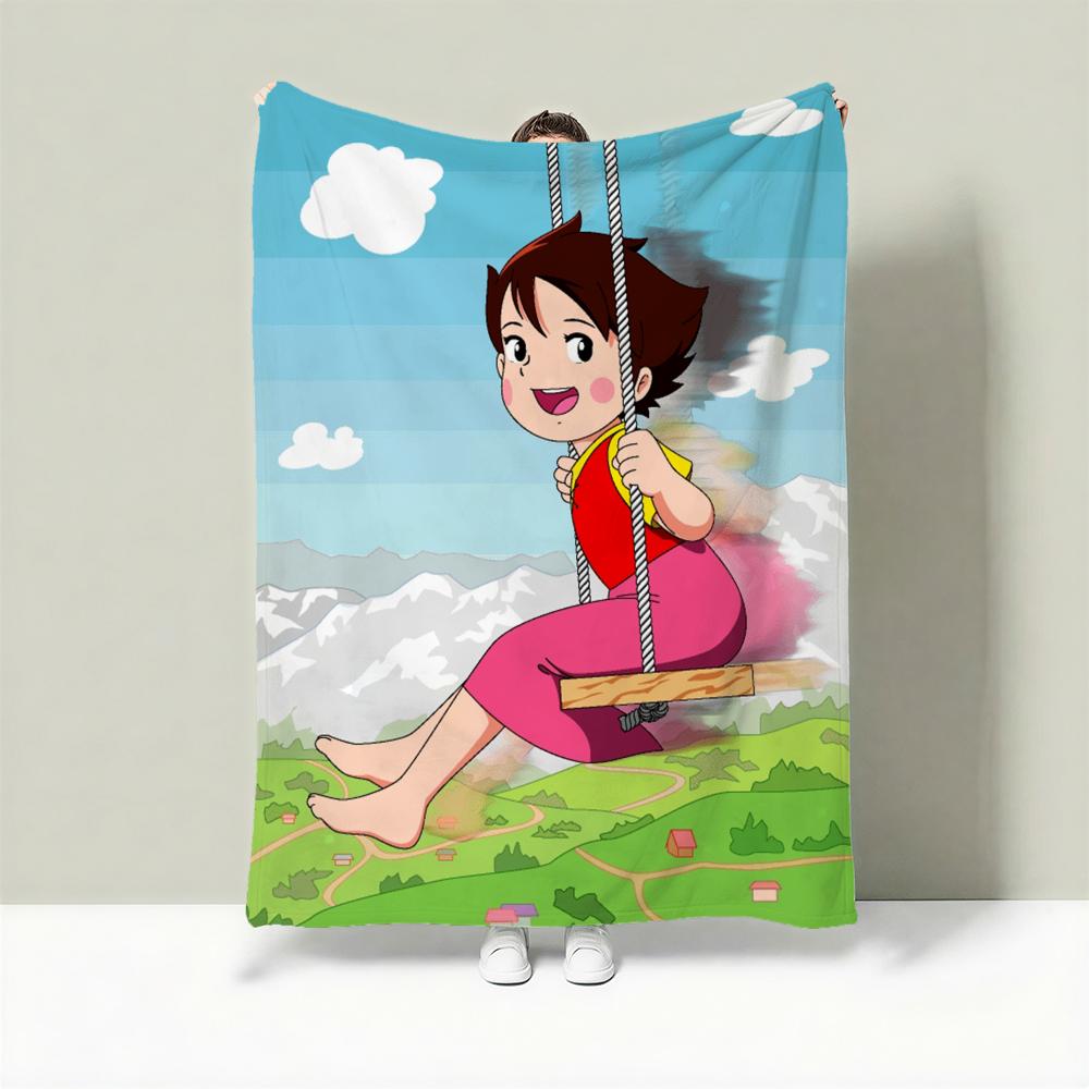 

Cartoon H-Heidi, Girl of the Alps Throw Lightweight 240g Flannel Blanket Soft Skin-friendly for Summer Cooling 75cmx90cm