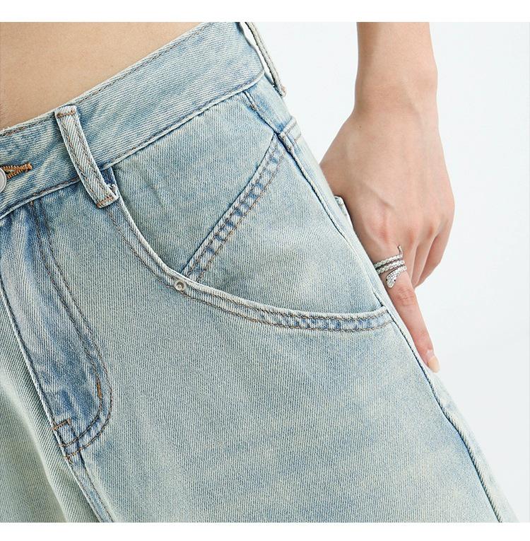 KENH Women's Light Blue High Waist Wide Leg Jeans, Four Seasons Wearable, 2024 New Loose Floor-Length Style