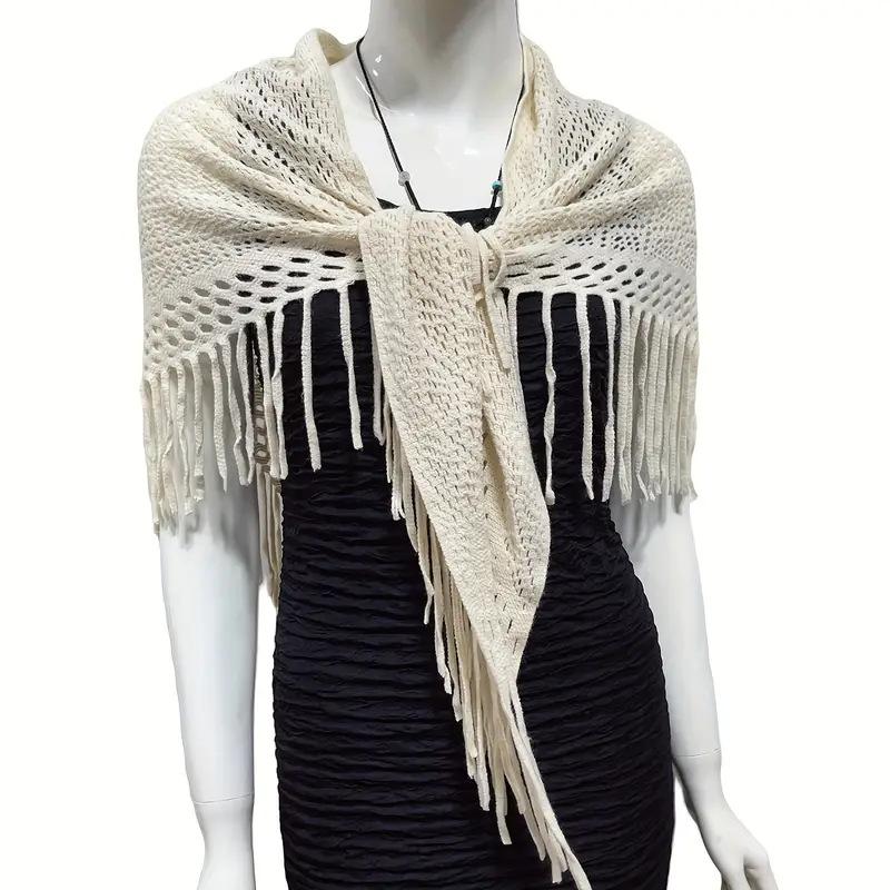 

Осенне-зимняя шаль с неровной бахромой, женский треугольный шарф, теплый шарф