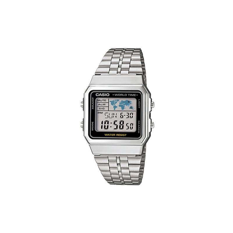 

Casio YOUTH series-metal small square small square retro fashion trend simple waterproof sports quartz movement stainless steel strap A500WA-1 сірий колір