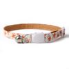 Leather-Lined Floral Cat Collar with Bell, Adjustable Size, Skin-Friendly
