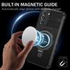 For Samsung Galaxy S21 FE 5G Magnetic PC+TPU Phone Case Finger Grip Kickstand Cover