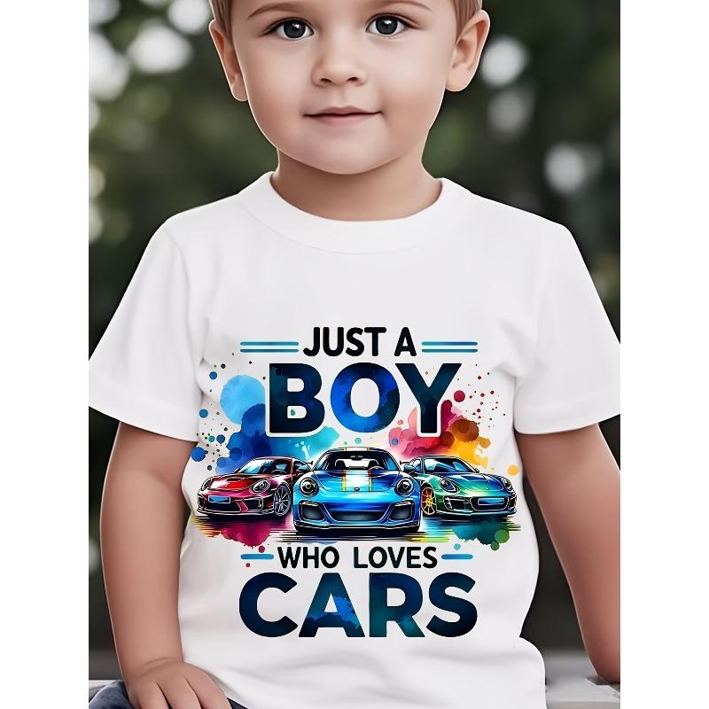 European sizes Racing Car & Speed T-Shirt - Cool Cartoon Auto Decals, Sporty Short Sleeve Tee Suitable for Outfits & Car-Themed Gifts
