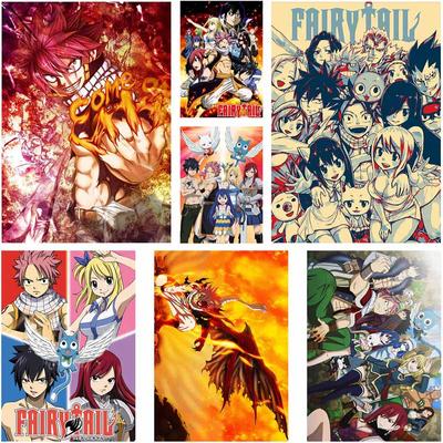 Anime Fairy Tail Poster Wandaufkleber Kraftpapier Retro High Definition Poster Home Decor Wohnzimmer Schlafzimmer Bar Dekoration