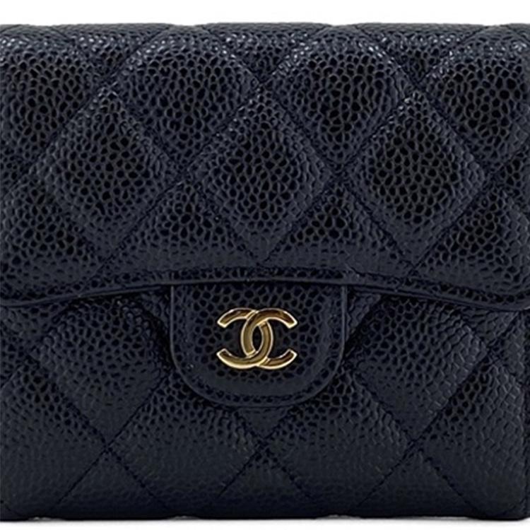 Chanel Cf Series Quilted Short Gold Buckle Calfskin Handheld Wallet Women wallet Black AP0231-Y01864-C3906
