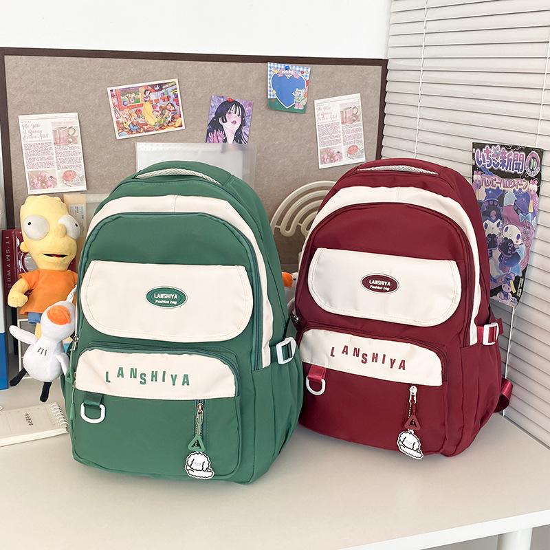 Korean Version of Simple Primary School Schoolbag Female Junior High School High School Light Leisure Backpack Outdoor Travel Large Capacity Backpack