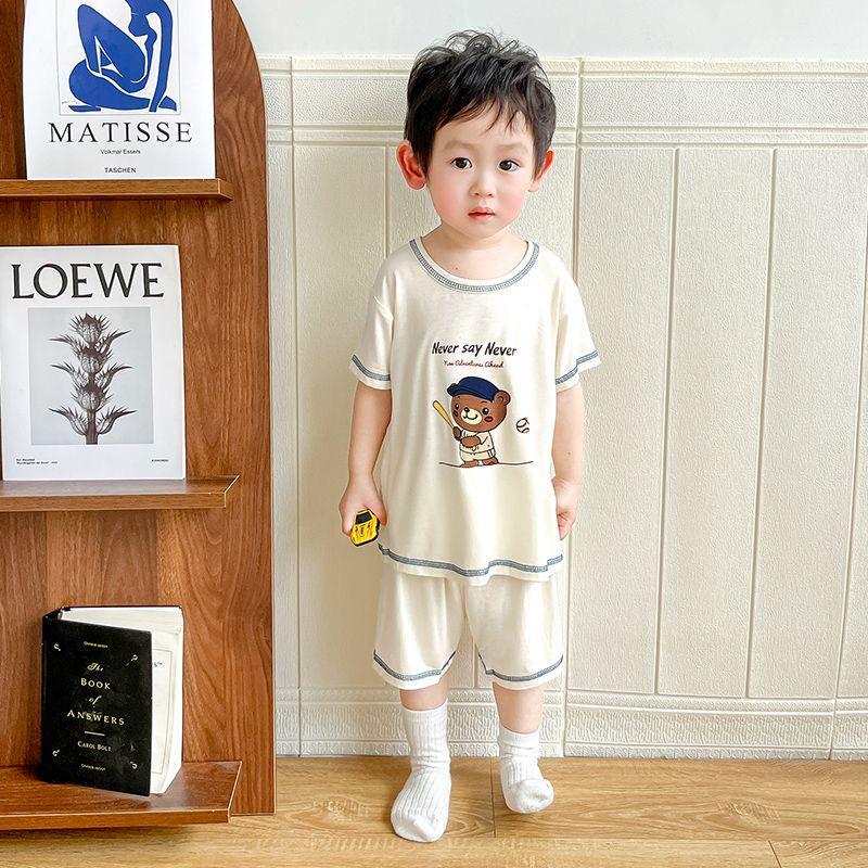 Youkesi Summer Pajamas: Lightweight, Cool Short-Sleeve Top & Shorts for Kids, Ideal Home or Air-Conditioned Wear. Fits 90-100cm