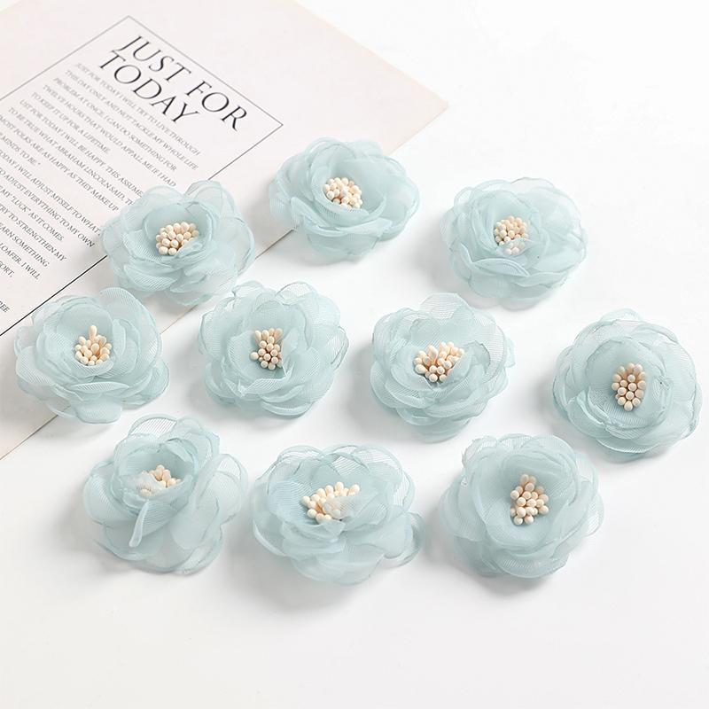 3/5/10Pcs 4cm Yarn Rose Artificial Flowers Head for Home Wedding Decor DIY Bride Hair Wreath Girls Gift Clothing Dress Accessory