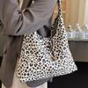 Korean Version Ins Popular Leopard Print Canvas Bag Women's Large-capacity Shoulder Bag Shopping Bag Trendy Fashion Portable Tote Bag