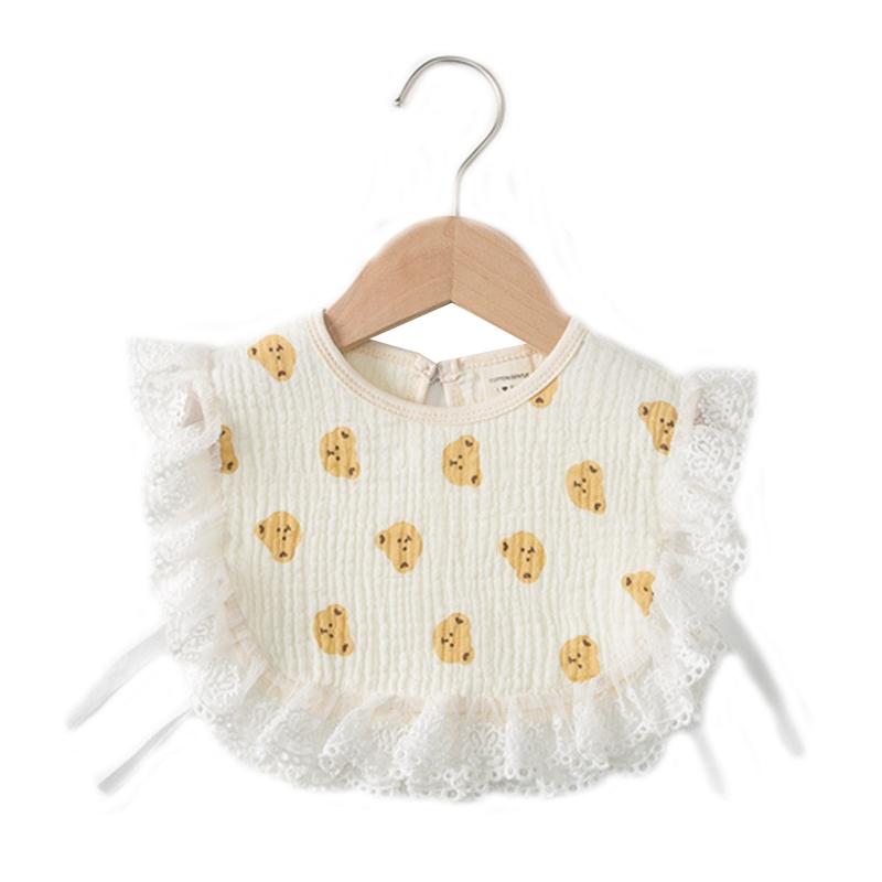 Korean Style Toddler Kids Lace Floral Bibs Cute Hollow Out False Collar Children Clothes Accessiory Pure Color Baby Girls Cotton
