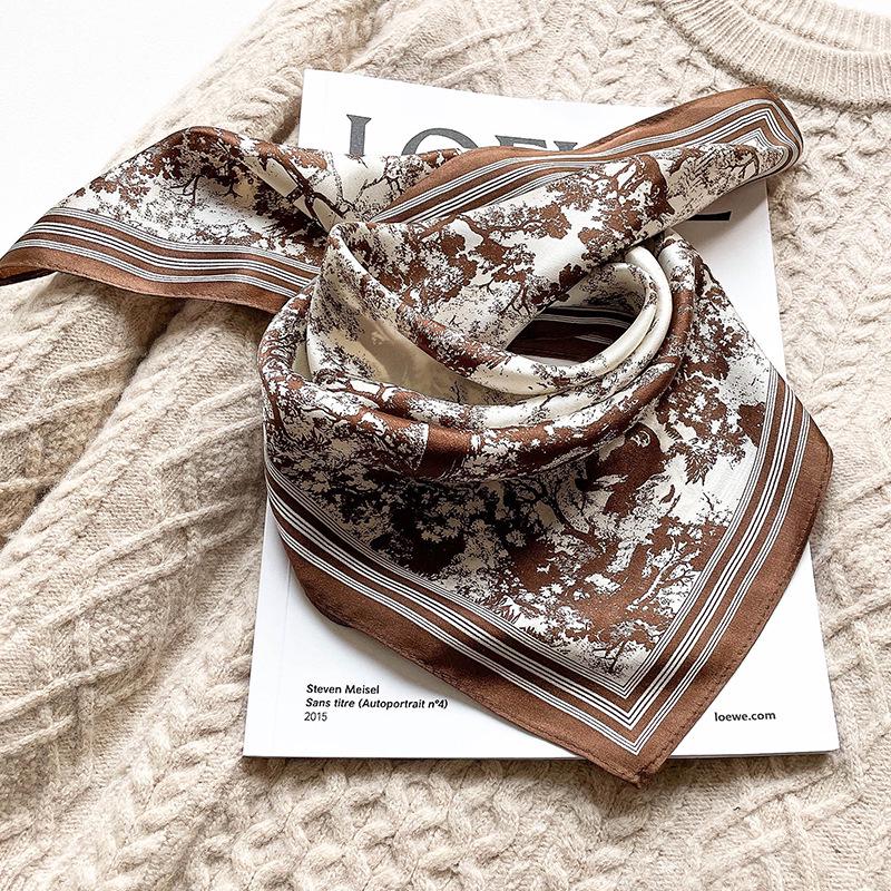2022 Autumn/Winter Mulberry Silk Mori Style Print Square Scarf - Women's Warm Silk Neck Shawl