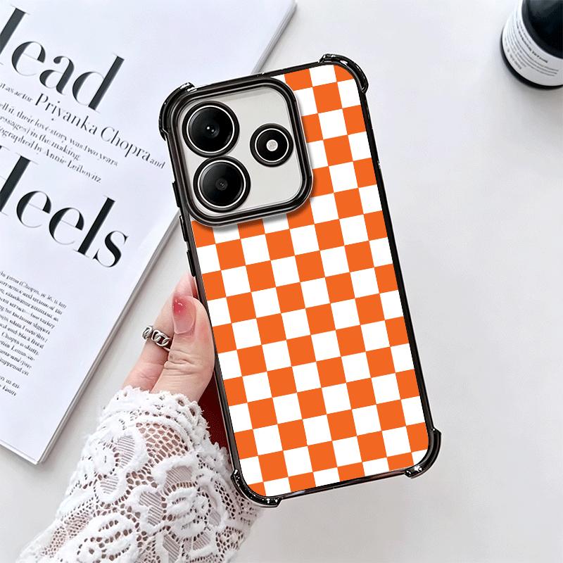 Retro Classic Chess Board Grid Soft Phone Case For Xiaomi Redmi Note 14 15 Pro Plus 13 12 11S 11T 5G 10 9S 9 Plating Anti-Fall F