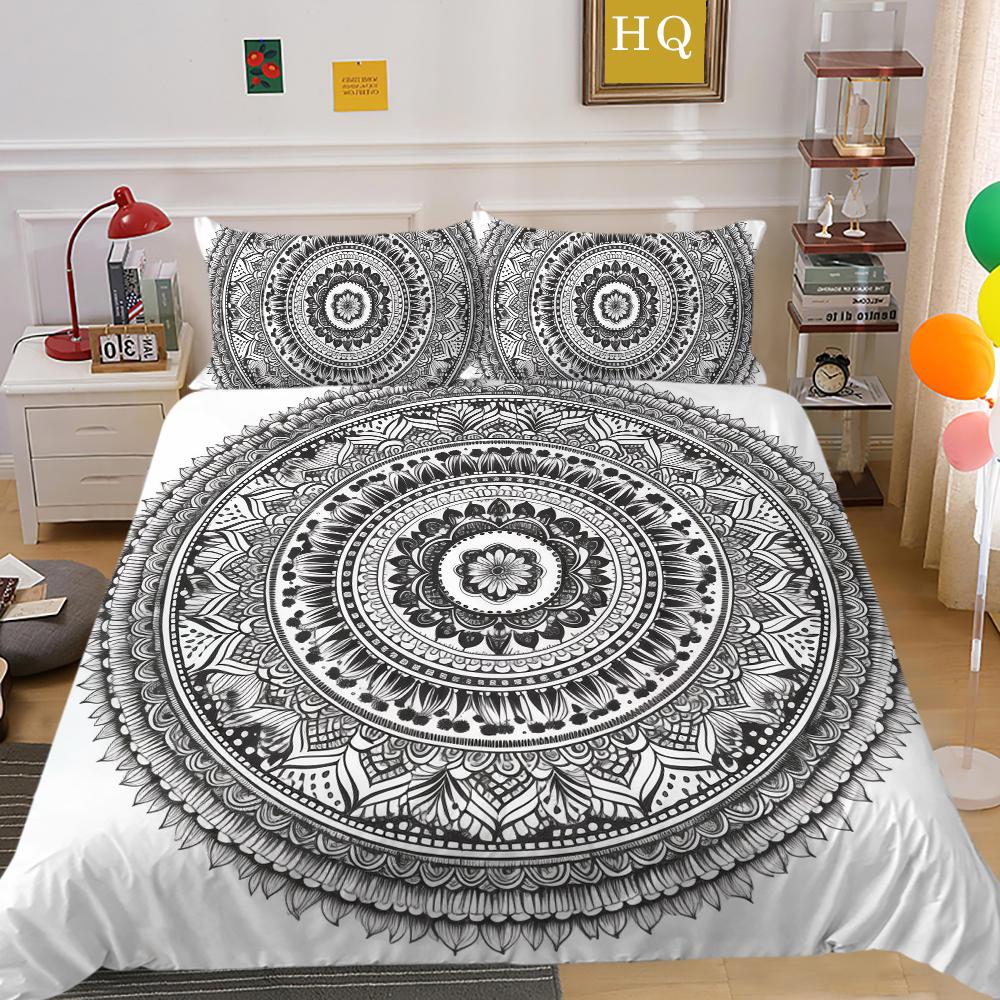 Seturi de lenjerie de pat de lux Textile de casă pentru fete Cuverturi de pilote Lenjerie de pat cu dimensiuni duble Mandala Decorare dormitor de rang înalt