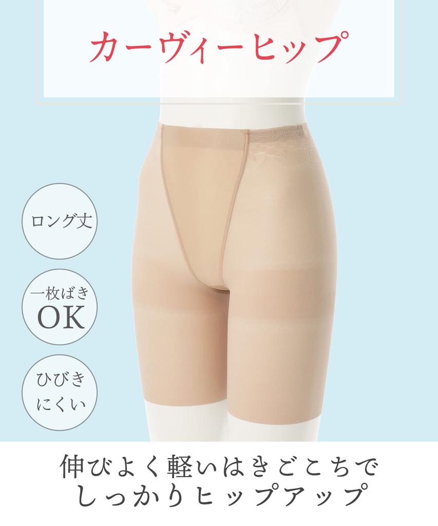 KQ5797 Inner Bottoms and Long Sizes BR and LL Wing/Wacoal Women's (2-Piece Set), Hip-Lifting, Stretchy, Lightweight, Length,