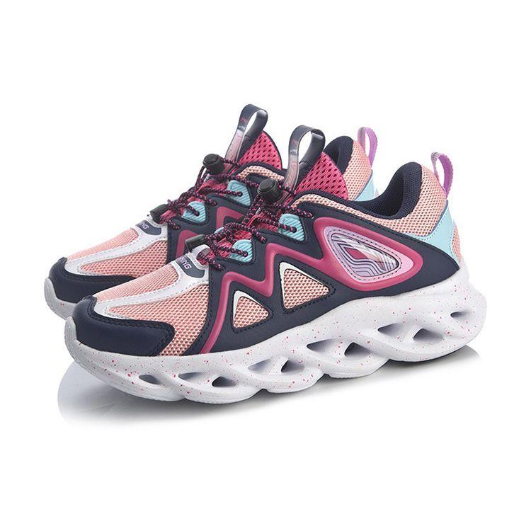Li Ning Arc Series Non-Slip Shock Absorbing Wear-Resistant Breathable Low-Top Running Shoes Kids Running Shoes Pink Blue YKFQ054-4