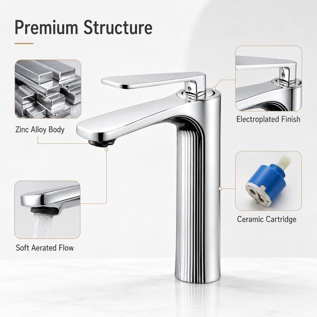 Modern Zinc Alloy Basin Faucet Hot Cold Single Handle Bathroom Sink Mixer Tap Chrome Gold Gunmetal Factory ODM