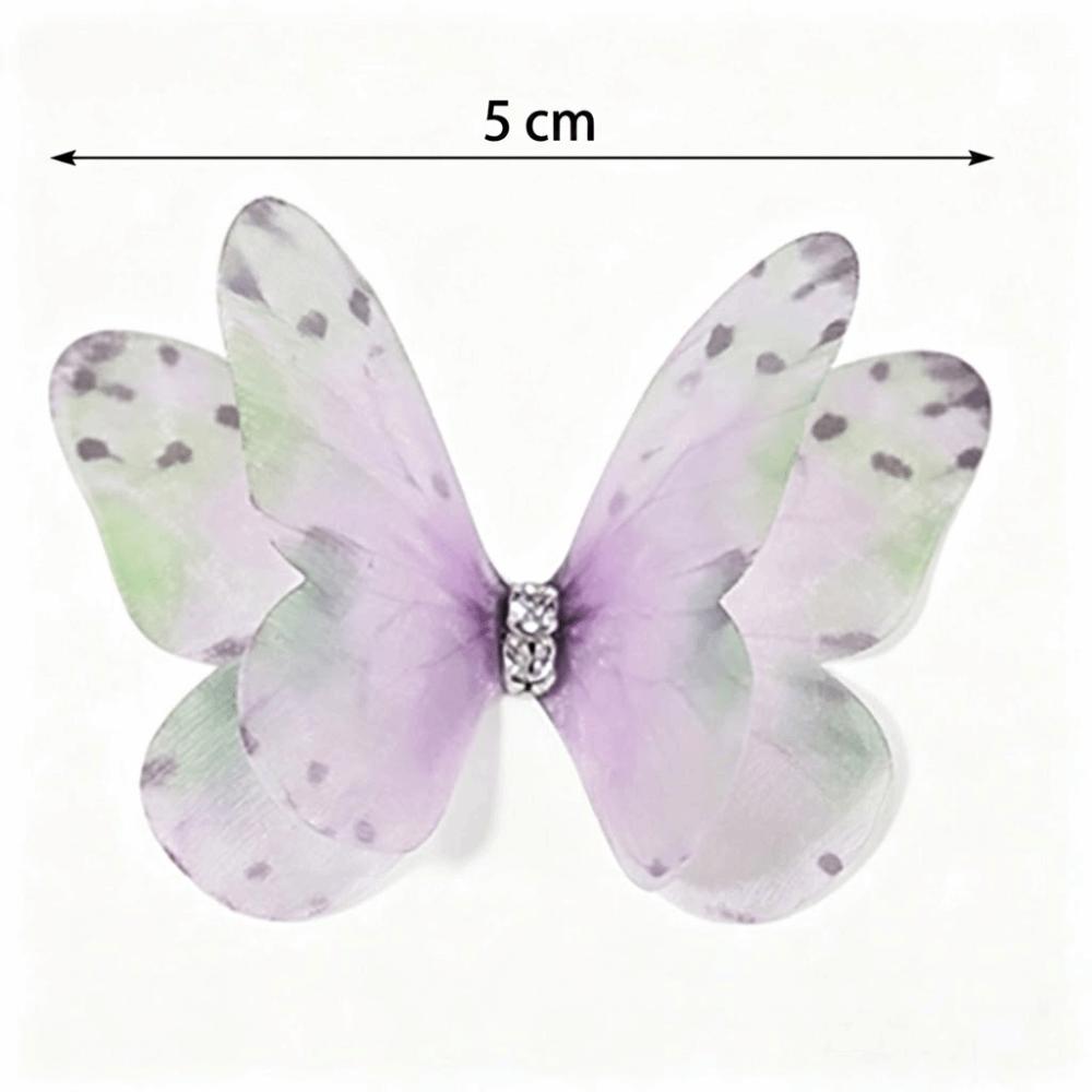 50Pcs Double-layer Chiffon Butterfly Embroidered Patches Bridal Hair Accessories