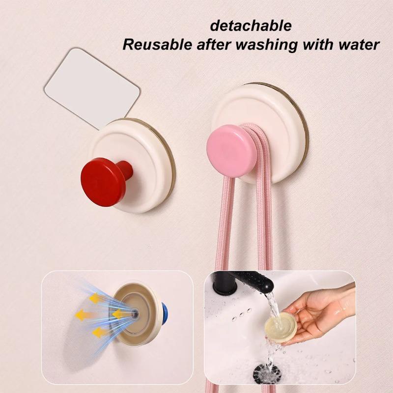 Colorful Strong Suction Cup Hook, No Punching Bathroom Kitchen Hook - Movable, Suitable for Keys, Towels, Bags, Dolls