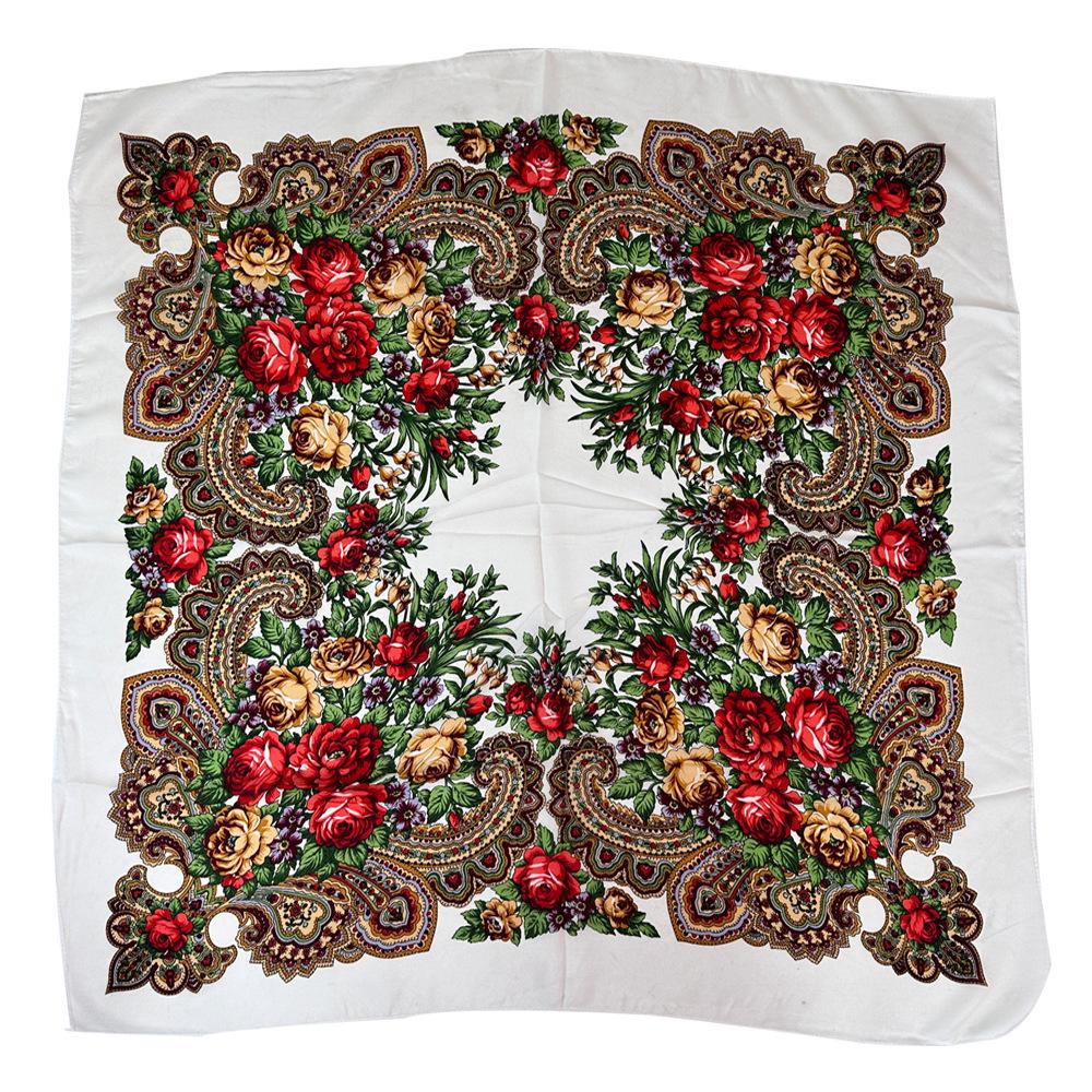 Yunnan Floral Headscarf for Elderly Women, Russian Ethnic Style, Lightweight, Ideal for Work