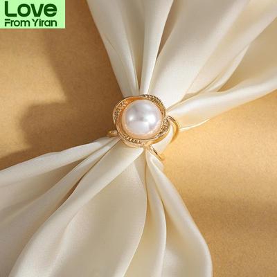 Mode Femme Écharpe en Soie Boucle Broches Perle Strass Pour Femmes Anneau en Métal Boucle Écharpe Épingle Accessoires Vêtements
