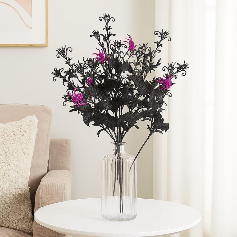 Spooky Black Halloween Bats Spiders Branch Realistic Simulation Bats Flower Happy Halloween Decor
