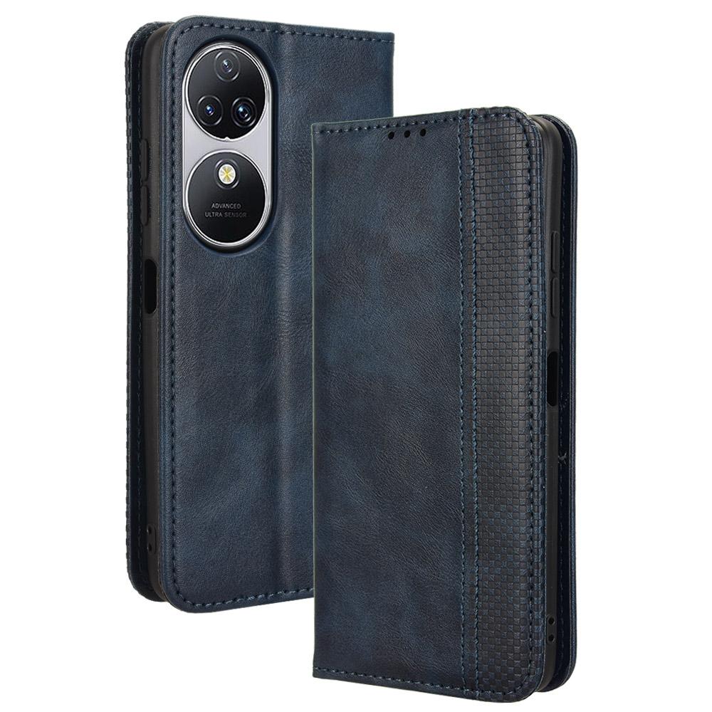 

For Oukitel C38 Case Retro Leather Phone Cover Wallet Magnetic Absorption Protection Blue