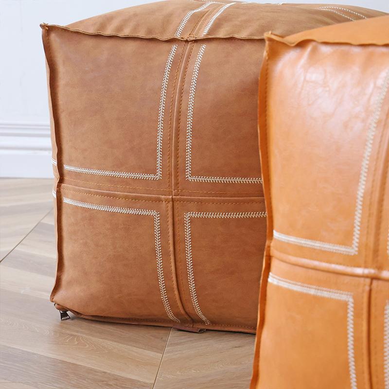 Podnóżek futon kwadratowy, haftowana skóra PU, poduszka marokańska, leniwe pokrowce na sofę, tatami, poduszka bez wypełnienia, bez rdzenia