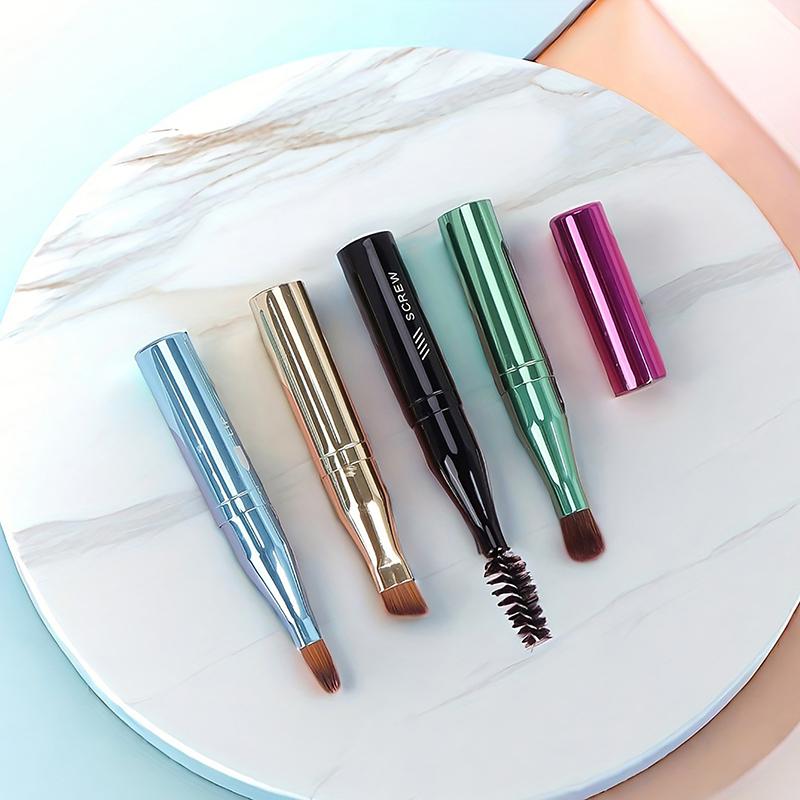 Pincel Portátil Retrátil 4 em 1 para Viagem Lábios Olhos Pincel de Maquiagem Profissional Mini Cabelo Macio Pincel de Sombra Ferramenta Acessório Cosmético