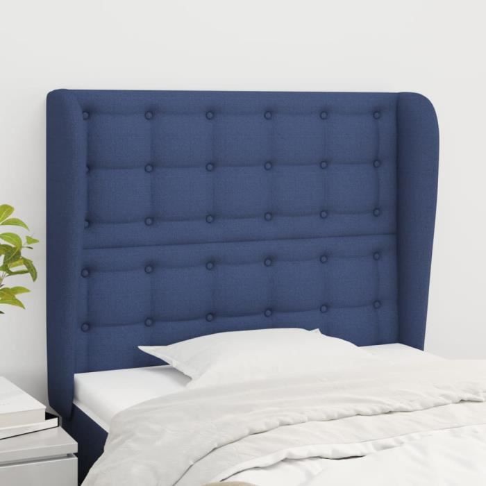 VidaXL Tête de lit avec oreilles Bleu 93x23x118-128 cm Tissu3118378