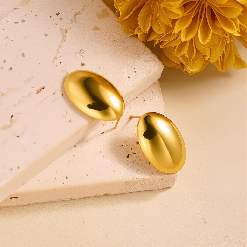 Geometric Irregular 18k Gold Titanium Steel Earrings for Women