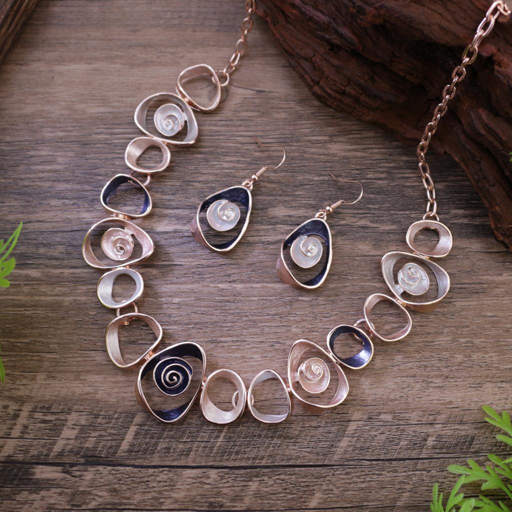 New Color Painting Oil Hollow Flower Earrings Necklace Set, Women's Fashion High-end Flower Necklace