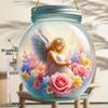 1pcs Popular Flower Fairy Angel Wall Art Hanging Home Decoration Plaque Garden Mason Jar, Colored Glass Style Sunshine Catcher, Acrylic Sign