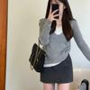 GMXIA Gentle Wind Design Sense Fake Two V-neck Knitwear Women's Autumn Top with The Bottom Women Sweaters