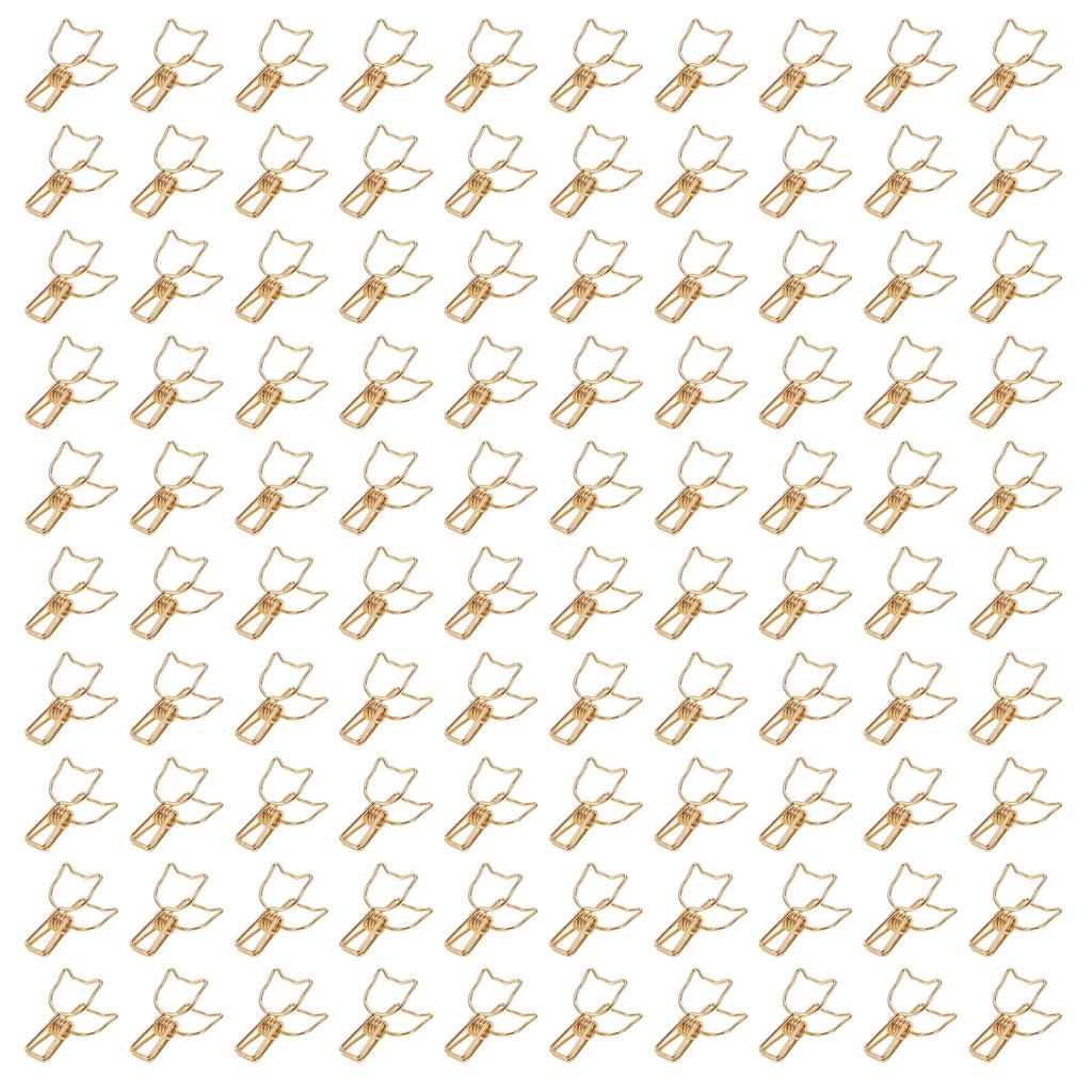 100 Stück Büroklammern Niedliche Cartoon Katze Form Metall Ausgehöhlt Lange Schwanzklemmen Papierklemmen Bürobedarf Gold
