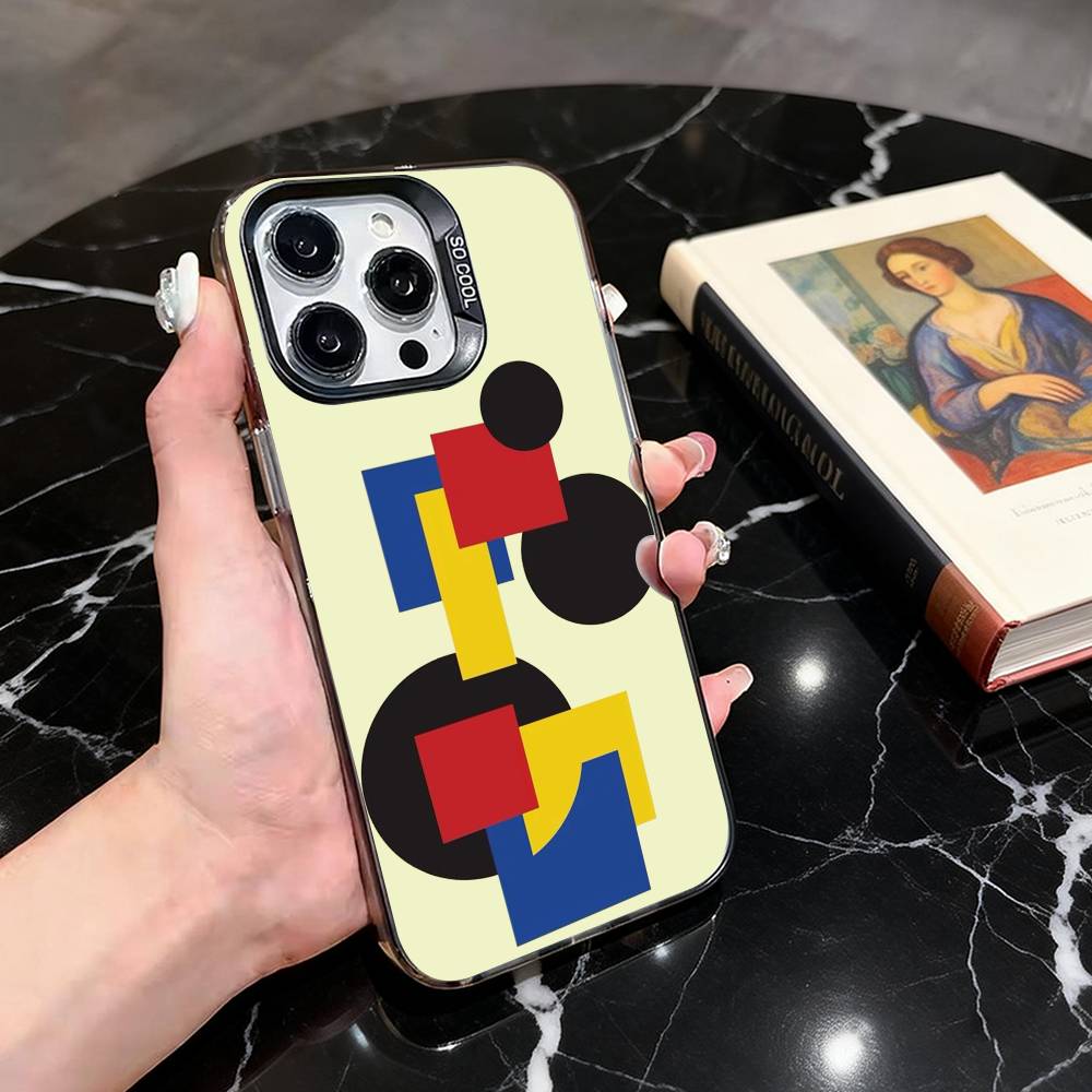 

Abstract Geometric Art Phone Case For iPhone 17,16,15,14,13,12,11 Plus,Pro Max,XS,Colorful Silver Phone case Funda Cover iPhone15pro