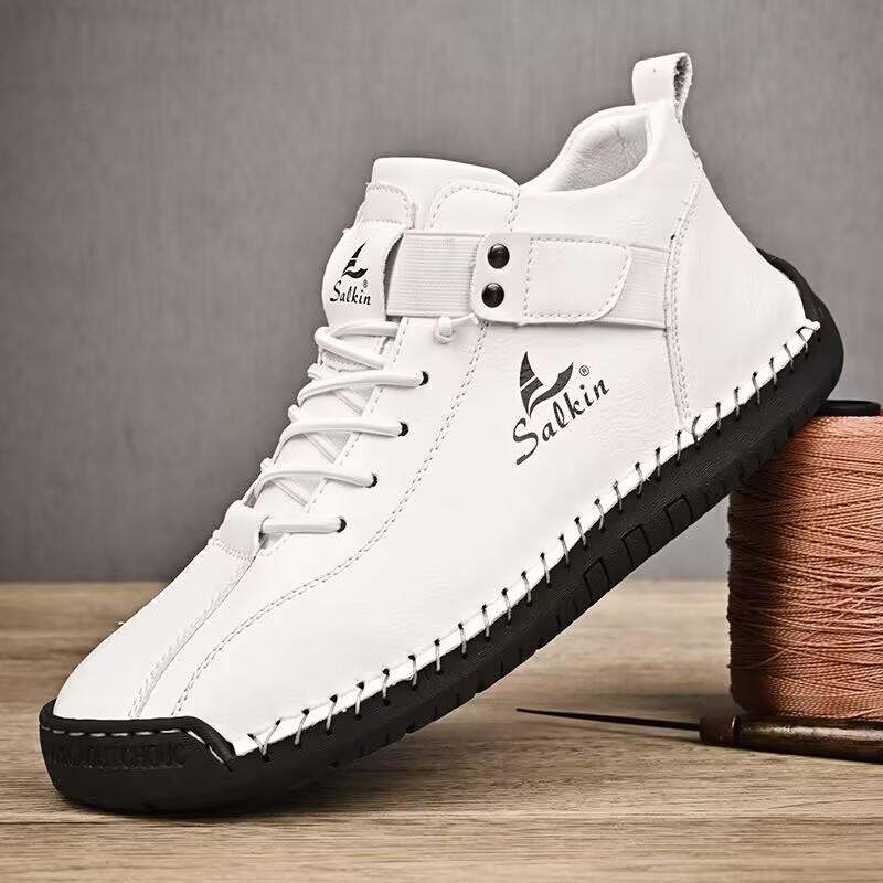 Herren Lederschuhe Outdoor Bequem Mode Weich Homme Knöchel Rutschfest Flach Freizeit Mokassin Handgefertigt High Top Schuhe