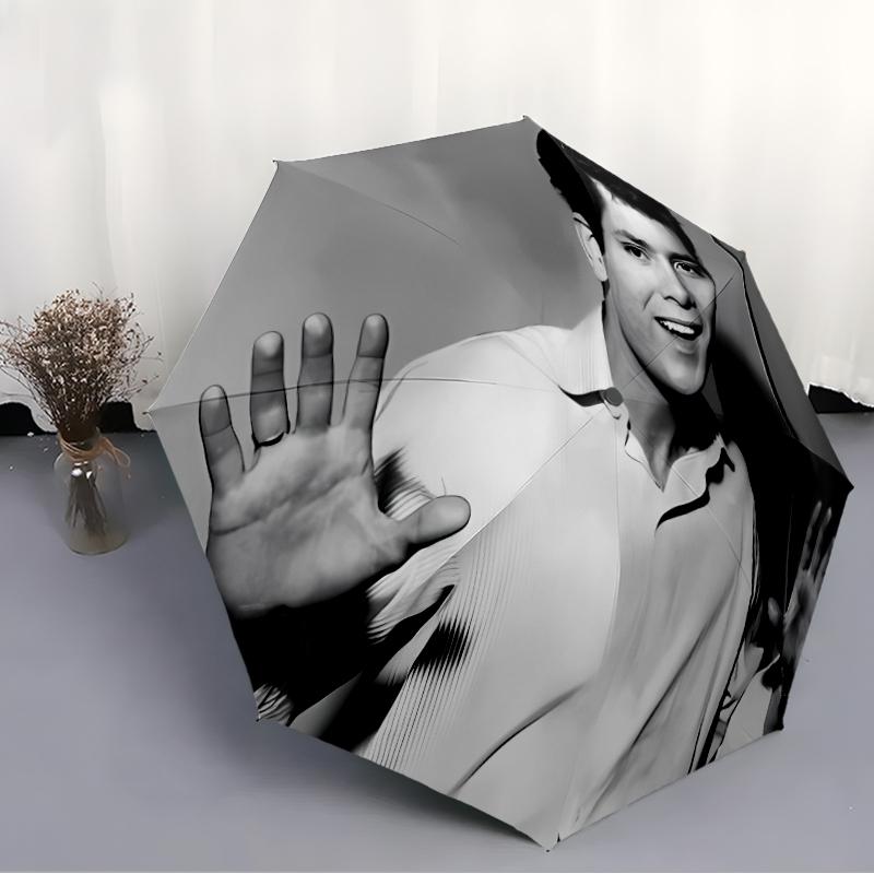 Bedruckter Sänger Cliff Richard Faltbarer Regenschirm,Für Draußen,Freizeit Und Reisen,Strapazierfähiges Schirmgewebe,Geburtstags- Und Feiertagsgeschenk