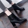 Skinny Boots Women's Martin Boots Spring and Autumn Coarse Heel Women's Boots Versatile High Heel Square Head Short Boots Women's