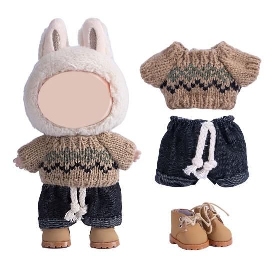 Doll Clothes Set Jeans & Knitted Sweater Baby Outfit for 15cm Dolls Trendy Doll Outfit Collection for Doll Collectors