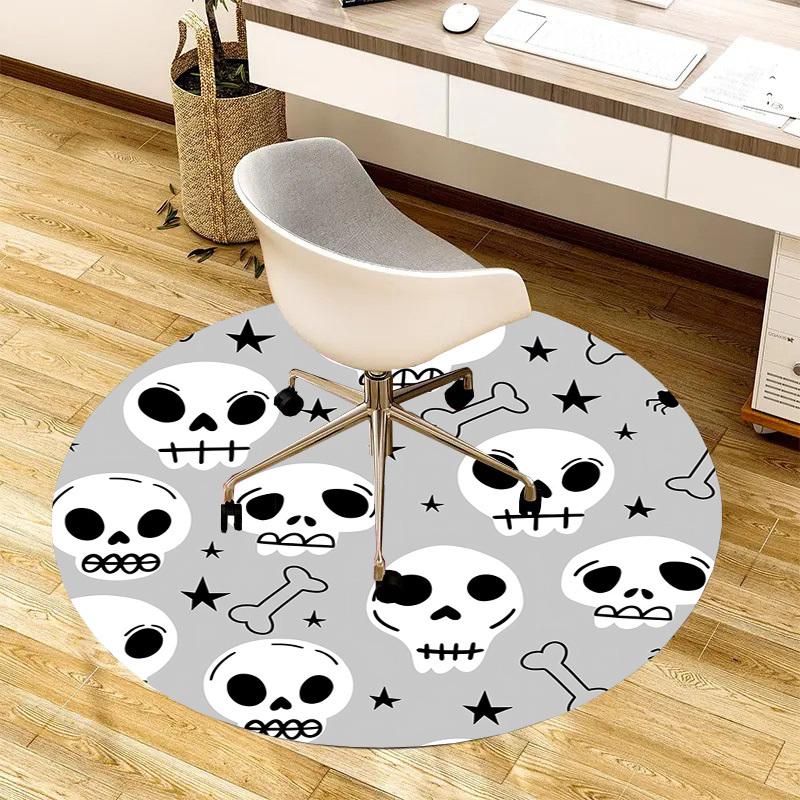 1pc Office Carpet Chair Mats Skulls, Bones, Stars Pattern Perfect for Decorating Office Chairs, Living Rooms, Or Bedrooms