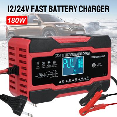 Caricabatteria per batteria al piombo acido umido/secco completamente automatico 12V 10A / 24V 5A Per Auto Moto Piombo Ricarica Rapida