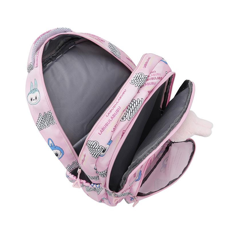 School Bag Labubu Cute Cartoon School Bag Female Large Capacity Fourth, Fifth and Sixth Grades Lightweight Waterproof Large Capacity Backpack KTY