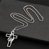 A Stainless Steel Pendant Cross Necklace Is A Religious Prayer Jewelry Talisman For Men Believers As A Gift.