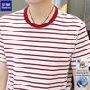 ROMON Men's Cotton Blend Striped Round Neck Short Sleeve T-Shirt